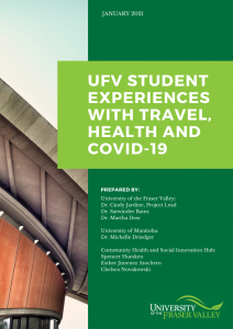 Cover of report reading "UFV Student Experiences with Travel, Health and COVID-19"
