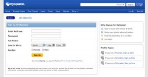 myspace signup page
