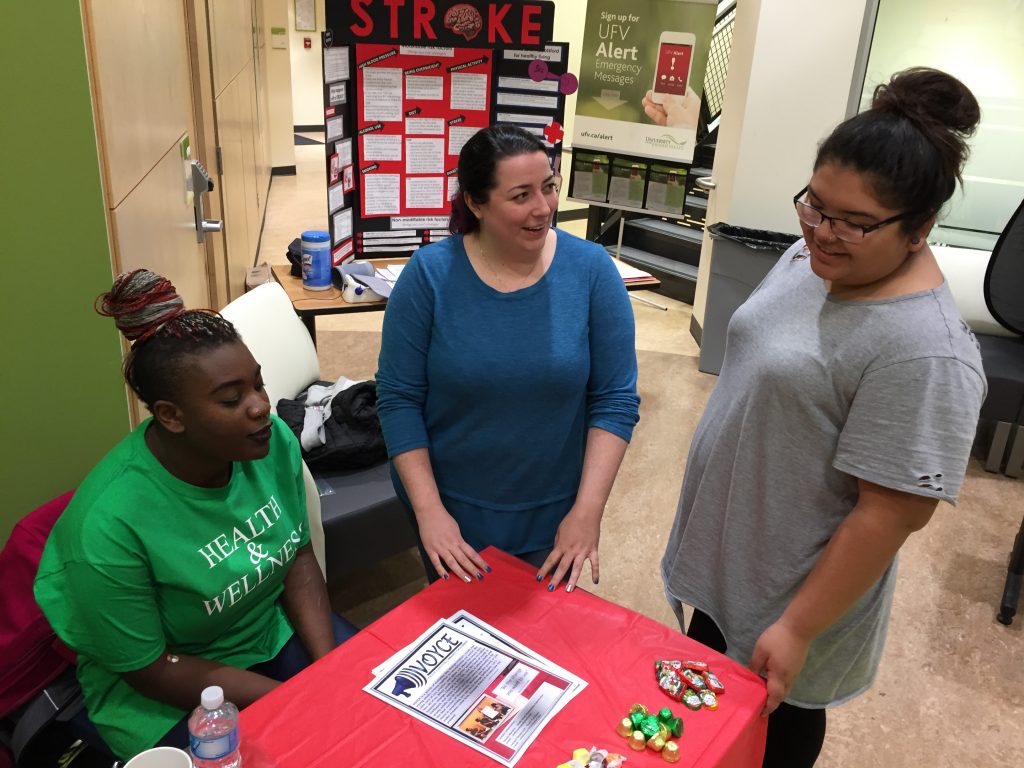 Left to right: Safiya Fehr, (youth program advocate), Cherie Martens (Youth-Adult Partnership Coordinator), and Marina Heath (youth program advocate). 