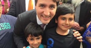 Justin Trudeau with two children