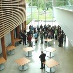 UFV President Mark Evered welcomes members of the Rotary club to the new CEP building.