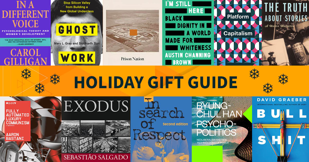 Banner reading "holiday gift guide" and showing the covers of many of the books included in the article.