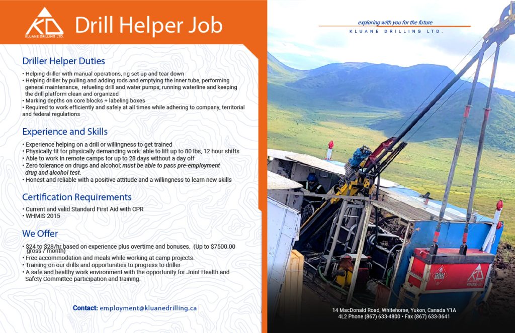 Kluane Drilling, Yukon seeking Drill Helpers for the summer – Faculty ...