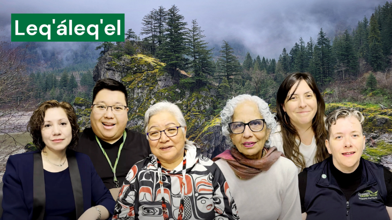 Group photo collage of Leqaleqel participants together in front of Bad Rock
