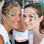 Some brightly painted faces at the Tailgate party