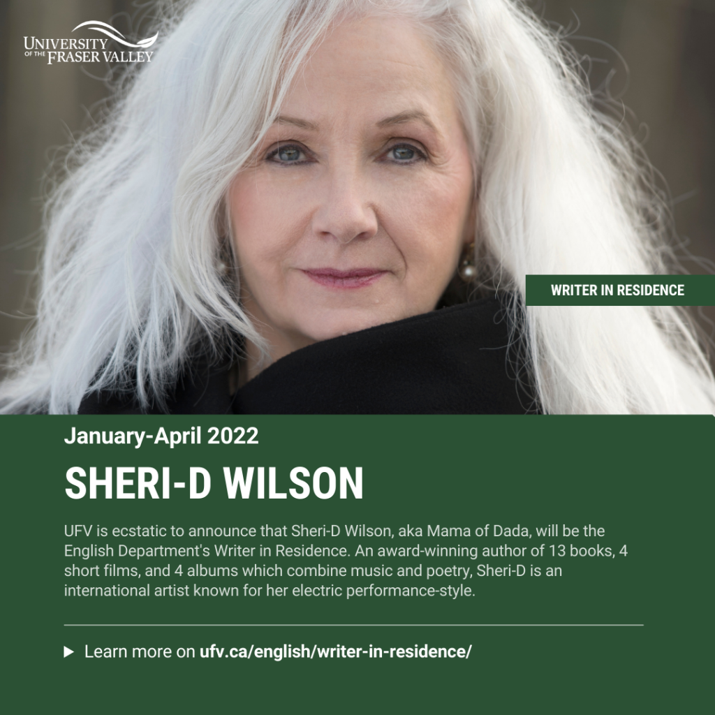 Sheri-D Wilson is 2022 Writer-in-Residence at UFV