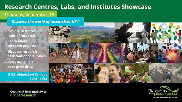 Inaugural UFV Research Centres, Labs, and Institutes showcase — Sept 15